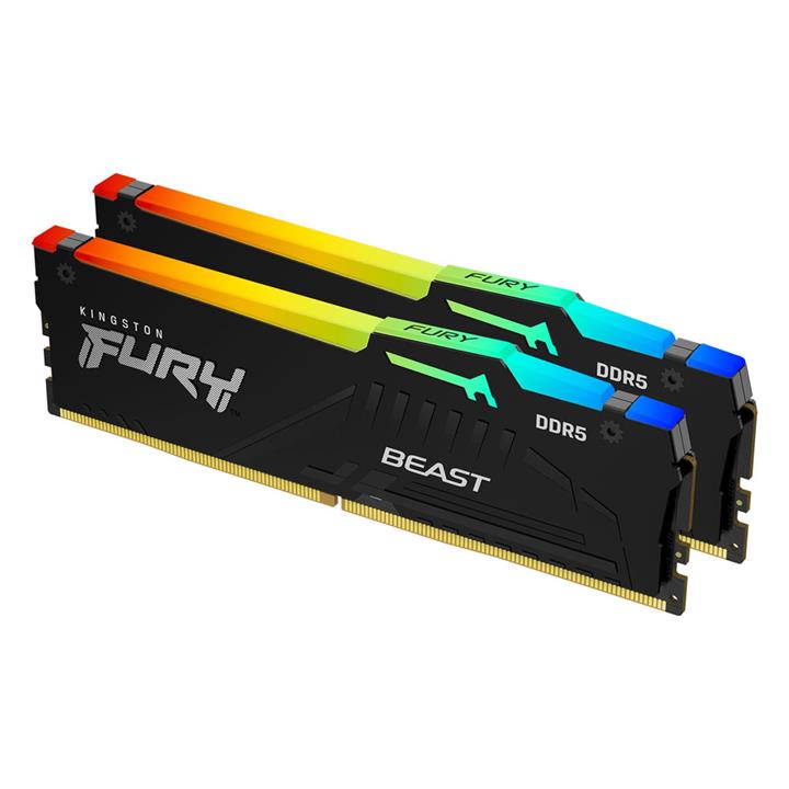 رم کامپیوتر کینگستون Kingston Fury Beast RGB 64GB (2×32GB) DDR5 5200MHz CL40